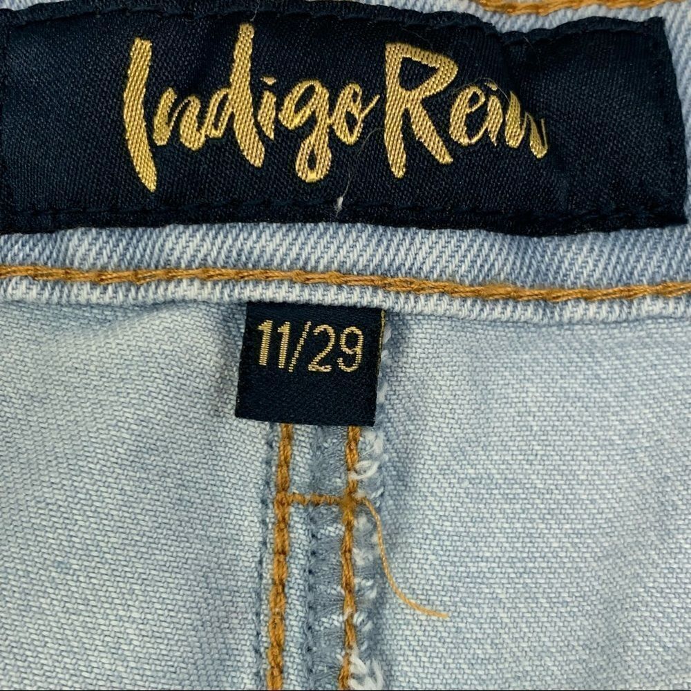 Indigo Rein Recycled Super High Rise Distressed Denim Bermuda Shorts, Size 11/29 - Picture 3 of 12